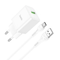  Lādētājs Hoco N26 USB-A Quick Charge 3.0 18W + Type-C white 